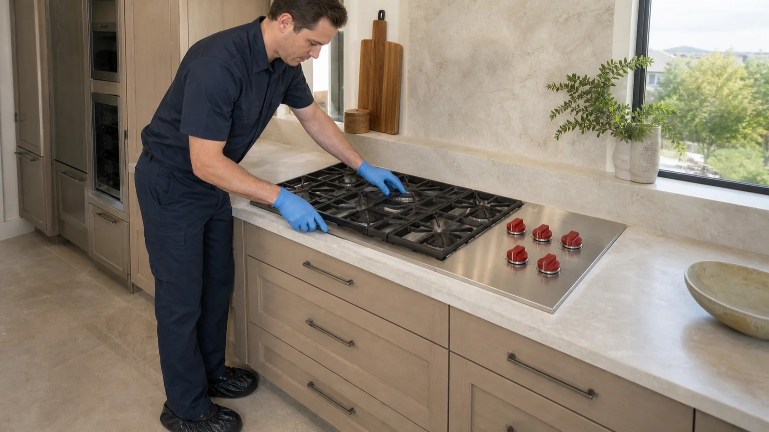 Built-in cooktop diagnostic visit in the service area
