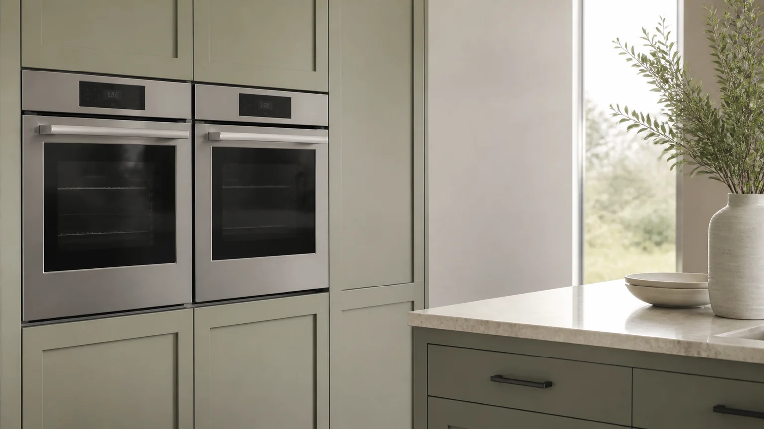 Appliance-only built-in wall ovens in fitted residential cabinetry